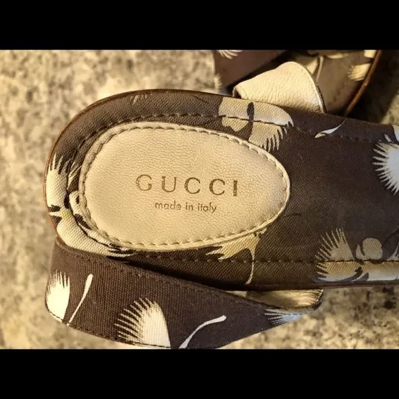 Gucci flower print wooden heel - Picture 5 of 10